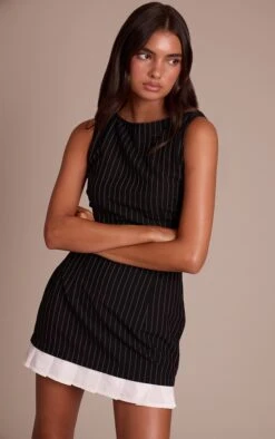 Prettylittlething Black Pinstripe Pleated Hem Detail Bodycon Dress -Pretty Little Thing Shop 64611c992602d1eba4c4bb5cf740eb20c4443f23 CNO3544 4 black pinstripe pleated hem detail bodycon dress