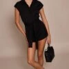 Prettylittlething Black Woven Belt Detail Collar Romper -Pretty Little Thing Shop 6489bd77922ece65e532ffc03782c39989189930 CNO3096 1 black woven belt detail collar playsuit