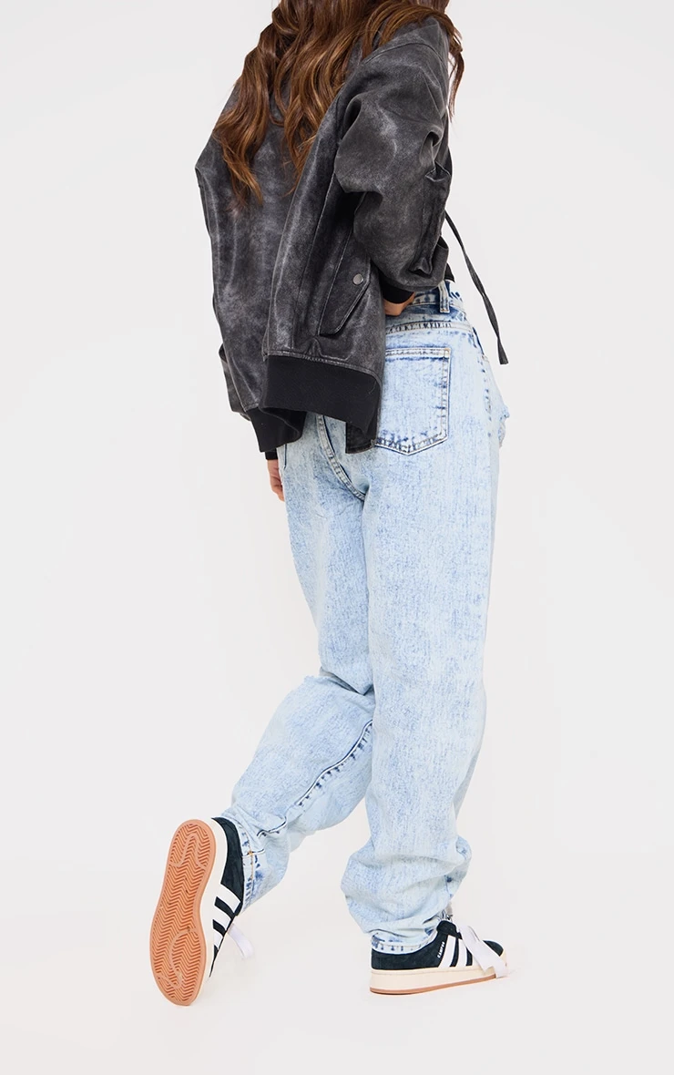 PRETTYLITTLETHING Acid Blue Wash Open Knee Boyfriend Jeans 3 PRETTYLITTLETHING Acid Blue Wash Open Knee Boyfriend Jeans - Image 3