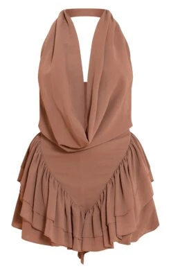 Prettylittlething Mocha Chiffon Cowl Neck Frill Romper 9 Prettylittlething Mocha Chiffon Cowl Neck Frill Romper -Pretty Little Thing Shop 64e6a18efe0a5463ce5dc272282727c2ac97b7a8 CNO3088 5 mocha chiffon cowl neck frill playsuit