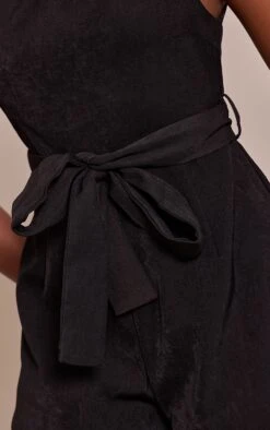 Black Woven Tie Belt Romper -Pretty Little Thing Shop 6522c9eb506f55514df2e703cc0be1c6fd85893f CNO0454 4 black woven tie belt playsuit