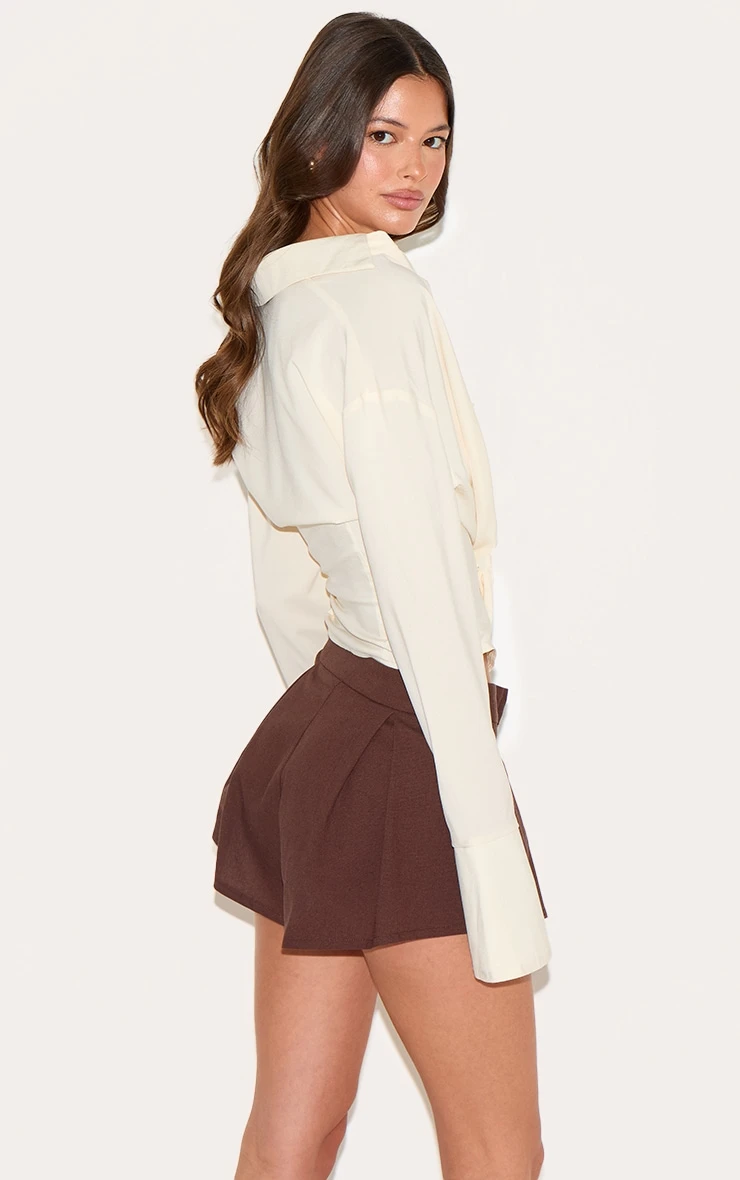 Prettylittlething Almond Chiffon Cowl Neck Blouse 2 Prettylittlething Almond Chiffon Cowl Neck Blouse - Image 2