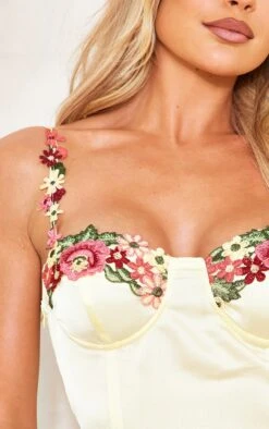 Prettylittlething Lemon Satin Flower Trim Detail Strappy Shift Dress 8 Prettylittlething Lemon Satin Flower Trim Detail Strappy Shift Dress -Pretty Little Thing Shop 65b4787a83ae92492f3913cdf1d61c9f3495c237 cnd7709 4