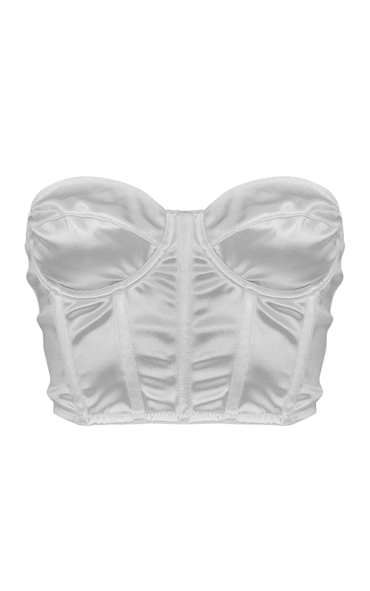 Prettylittlething White Satin Underwired Corset Bra 5 Prettylittlething White Satin Underwired Corset Bra - Image 5