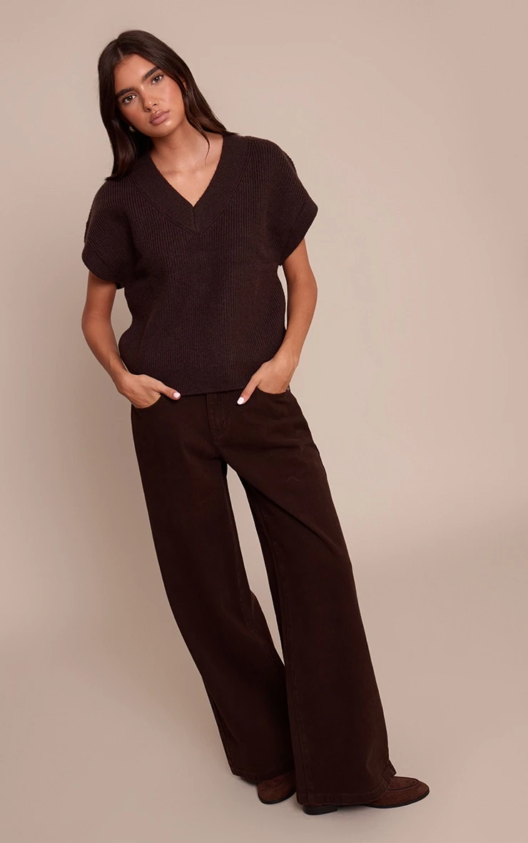 Chocolate Sleeveless Knit Sweater 3 Chocolate Sleeveless Knit Sweater - Image 3