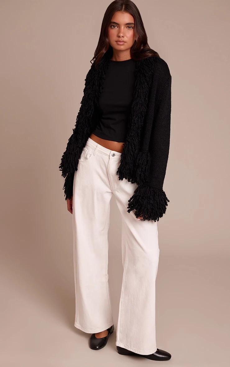 Black Loop Knit Edge Cardigan 3 Black Loop Knit Edge Cardigan - Image 3