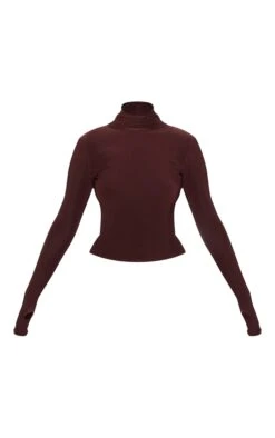 Prettylittlething Chocolate Slinky High Neck Thumb Detail Long Sleeve Top -Pretty Little Thing Shop 66e4c1ef0e257a162f3ce0dd77c87f63b3924413 CNM1402 5 chocolate slinky high neck thumb detail long sleeve top