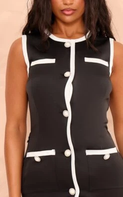 Prettylittlething Black Contrast Detailed Pearl Button Woven Romper -Pretty Little Thing Shop 676c4171bcbbb989f21fb706c666be8eb758256f CNI5792 4 black contrast detailed pearl button woven playsuit