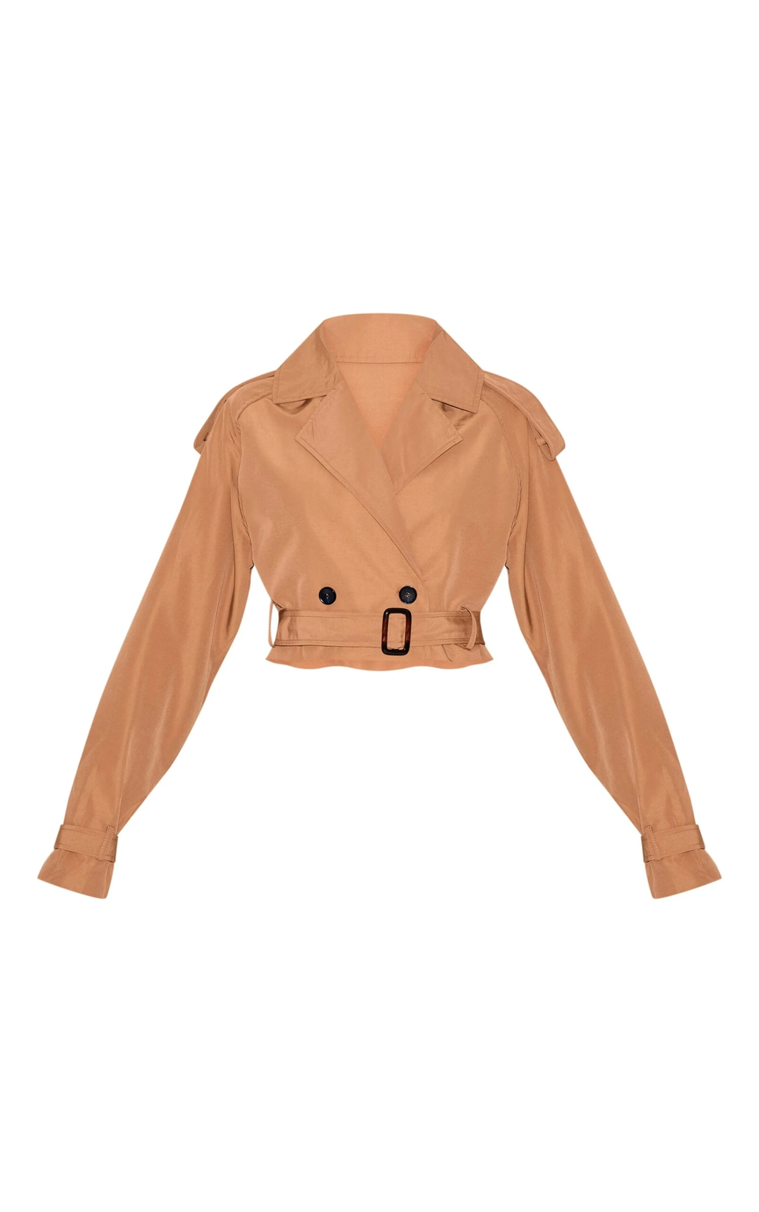 Prettylittlething Taupe Belted Cropped Trench Coat 5 Prettylittlething Taupe Belted Cropped Trench Coat - Image 5
