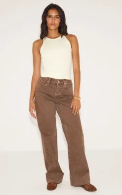 Prettylittlething Almond Soft Rib Racer Neck Vest Top -Pretty Little Thing Shop 67efb649af7d24776be0908d89f6cb8409df5c28 CNN3426 3 almond soft rib racer neck vest top