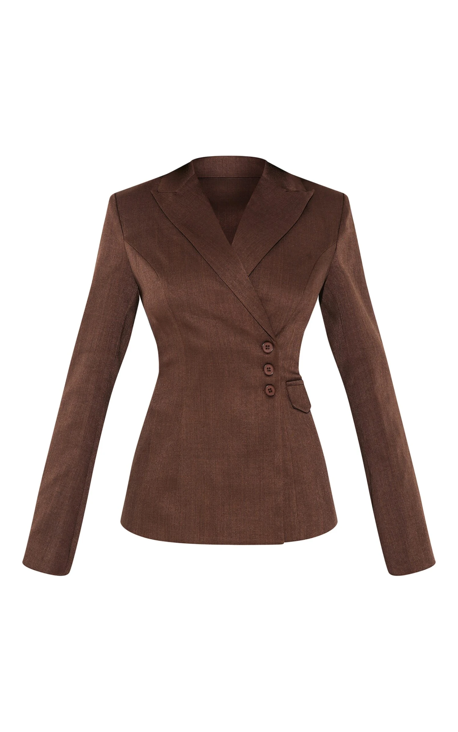Prettylittlething Chocolate Woven Tailored Cinched Waist Blazer 5 Prettylittlething Chocolate Woven Tailored Cinched Waist Blazer - Image 5