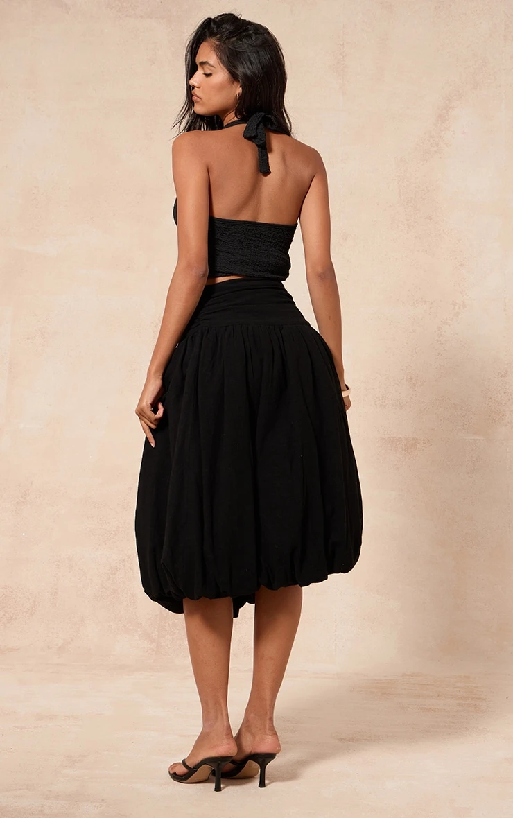 Prettylittlething Black Cotton Volume Puffball Midi Skirt 3 Prettylittlething Black Cotton Volume Puffball Midi Skirt - Image 3