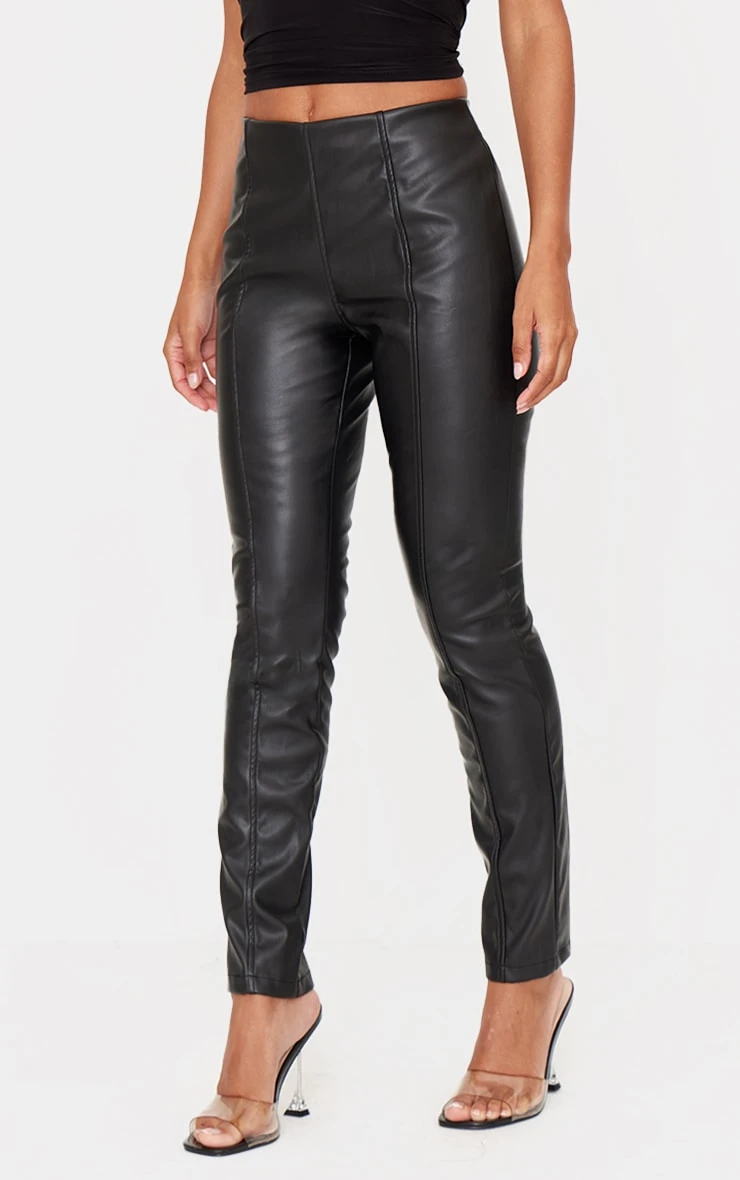 Black Faux Leather Stretch Leggings 2 Black Faux Leather Stretch Leggings - Image 2