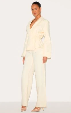 Prettylittlething Cream Premium Woven Tie Side Blazer Jumpsuit -Pretty Little Thing Shop 69956e386088e6f37a9f3ead5cebf171aac5854c cnl9239 3