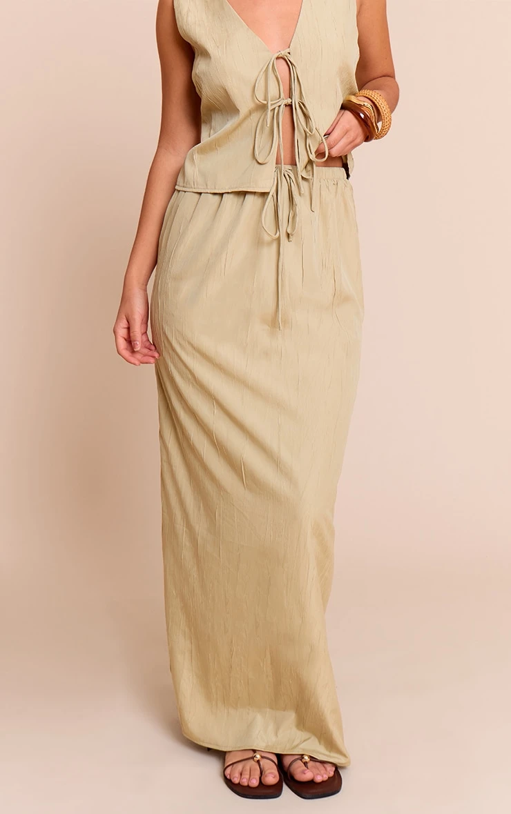 Prettylittlething Clay Textured Tie Waist Detail Maxi Skirt 2 Prettylittlething Clay Textured Tie Waist Detail Maxi Skirt - Image 2