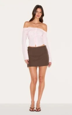 Prettylittlething Pink Striped Bardot Peach Skin Shirt -Pretty Little Thing Shop 6a0dfc78c73d930d1bd1e4ef9bc86f32c5b3f194 CNL9451 3 pink striped bardot peach skin shirt