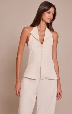 Cream Waist Coat Straight Leg Jumpsuit -Pretty Little Thing Shop 6a1b1b94ddf298bfb9d4677c9eccdfbe2ddf32da CNO0469 4 cream waist coat straight leg jumpsuit