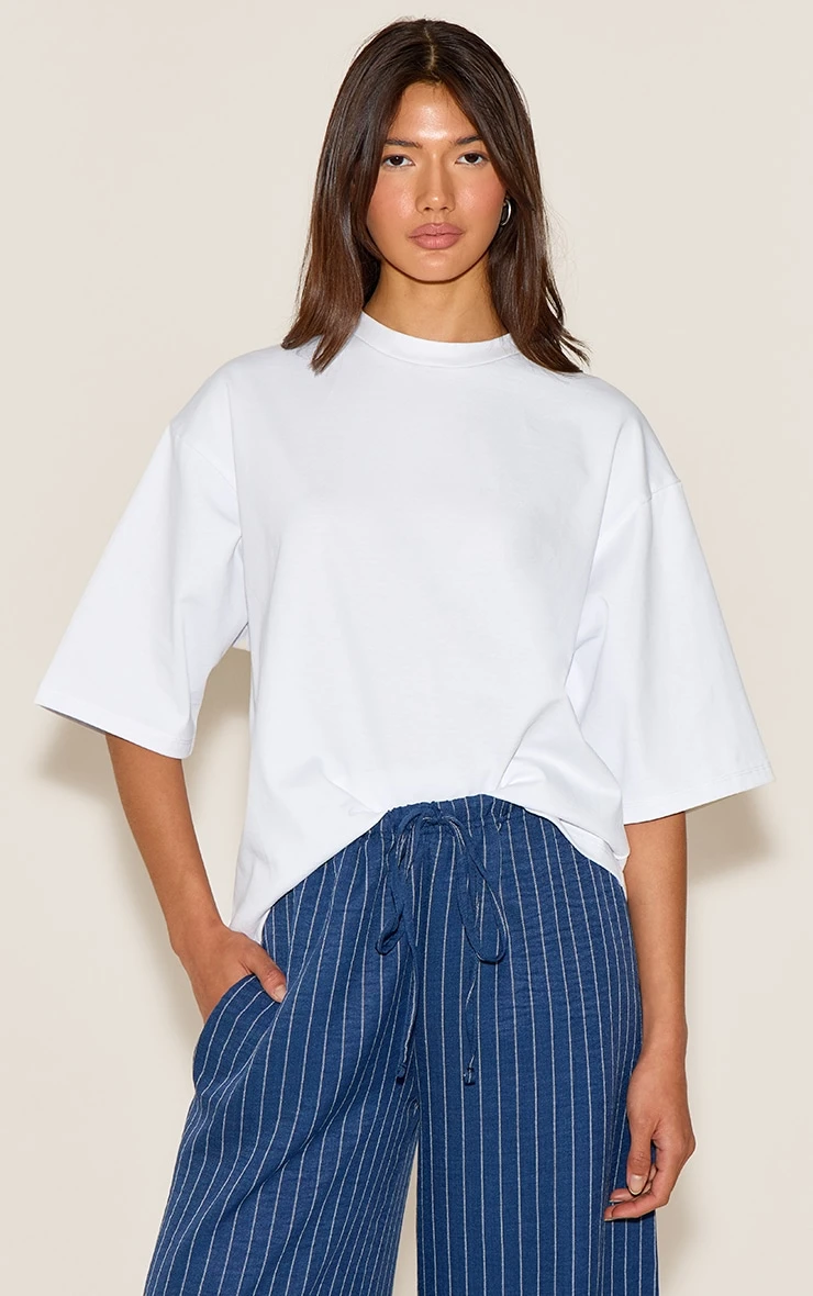 Prettylittlething White Oversized Boxy T Shirt 1 Prettylittlething White Oversized Boxy T Shirt