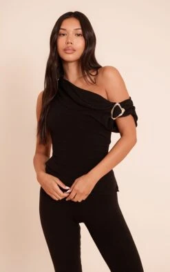 Prettylittlething Black Trim Detail Knitted Top