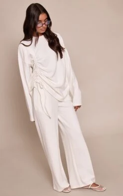 Prettylittlething Cream Super Soft Ruched Side Top -Pretty Little Thing Shop 6a85ea53d9fe8990aa14881c52bbc7e71199f187 CNO4268 3 cream super soft ruched side top