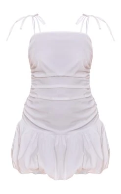 Prettylittlething White Ruched Detail Strappy Puffball Dress -Pretty Little Thing Shop 6acaffbdb8aedc2862460d164a013931f6a68ee0 CNM1556 5 white ruched detail strappy puffball dress