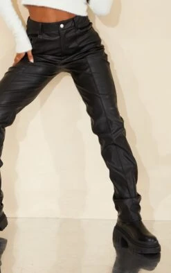 Prettylittlething Black Faux Leather Button Straight Leg Pants -Pretty Little Thing Shop 6b1f78e6b17eba49390f54030b3242453bb9b38f cmt0064 4