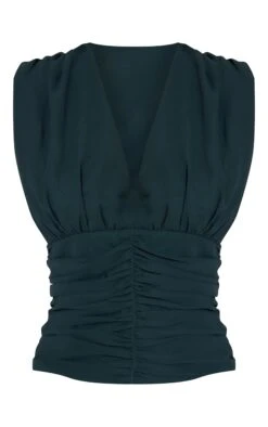 Emerald Green Chiffon Plunge Ruched Bodice Top 9 Emerald Green Chiffon Plunge Ruched Bodice Top -Pretty Little Thing Shop 6ba4d074c343699add31151486858a63729022bd CNO1558 5 emerald green chiffon plunge ruched bodice top