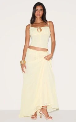 Prettylittlething Butter Yellow Chiffon Floaty Maxi Skirt