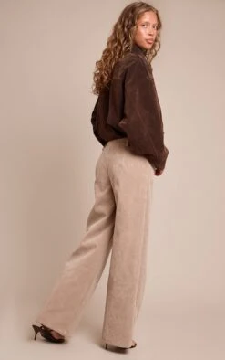 Prettylittlething Sand Faux Suede Straight Leg Pants -Pretty Little Thing Shop 6c18de8d4ec26046076c7aa1f85e5dfb597740c1 CNO4071 3 sand faux suede straight leg trousers