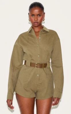 Prettylittlething Mushroom Woven Utility Belted Romper