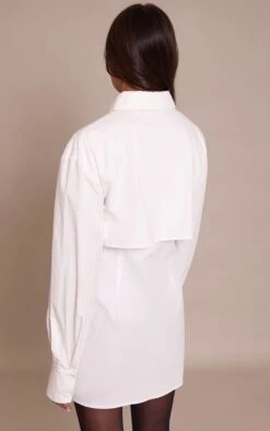 Prettylittlething White Overlay Detail Long Sleeve Shirt Dress -Pretty Little Thing Shop 6c9f82c7c1f652593807d836f635888956eb7524 CNO7662 2 white overlay detail long sleeve shirt dress