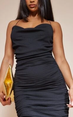 Prettylittlething Black Crinkle Texture Ruched Cowl Neck Midi Dress -Pretty Little Thing Shop 6ca198b3ae169d842475ab3d14cbf1d7117cc069 cmf0825 4