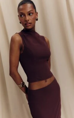 Prettylittlething Dark Plum Chiffon High Neck Cowl Top -Pretty Little Thing Shop 6db567aed51334704bd56c1583b1f97fb209498b CNL8378 3 dark plum chiffon high neck cowl top