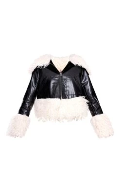 Prettylittlething Black Faux Fur White Trim Contrast Faux Leather Jacket -Pretty Little Thing Shop 6dc31513b3e7173a5c914413614aaaaf3f63efa1 cnj9115 5