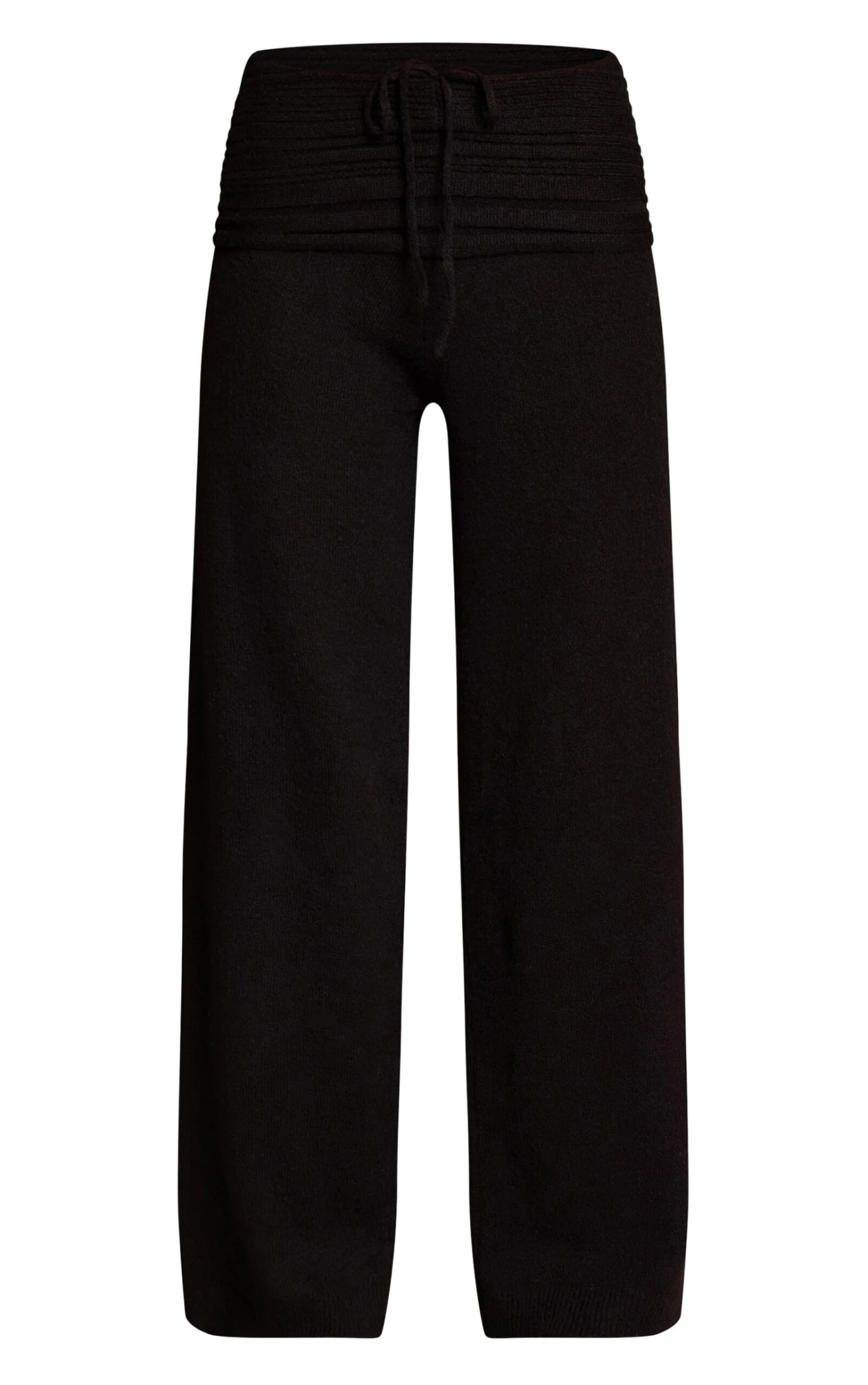 Prettylittlething Black Rib Soft Knit Fold Over Pant 5 Prettylittlething Black Rib Soft Knit Fold Over Pant - Image 5