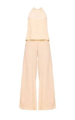 Prettylittlething Cream Crinkle Satin Halterneck Overlay Jumpsuit -Pretty Little Thing Shop 6dea43f361745668fb82fd66da73c2f199b0de11 CNM7302 5 cream crinkle satin halterneck overlay jumpsuit