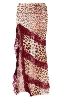 Prettylittlething Burgundy Leopard Print Lined Mesh Thigh Split Lace Trim Maxi Skirt -Pretty Little Thing Shop 6e3c7c4ad7c23a78dddd7d5a0f0a450cf68137ba cnj3847 5