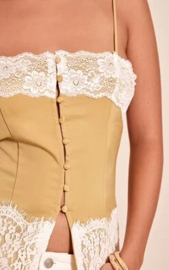 Olive Satin Button Up Lace Detail Cami -Pretty Little Thing Shop 6f3ff0bb50fe2ad7d6b4febab2674095359af480 CNO1180 4 olive satin button up lace detail cami