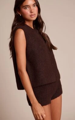 Chocolate Brushed Knit Shorts