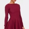 Burgundy Stretch Woven Boat Neck Long Sleeve Pleated Shift Dress -Pretty Little Thing Shop 6ff5edb121fc9faec52a7bd22d322c44d1c2ad57 cnl1648 1