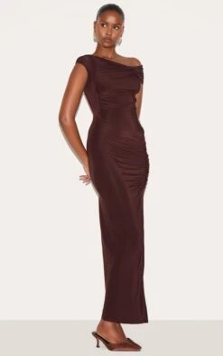 Prettylittlething Chocolate Slinky Twist Detail Maxi Dress -Pretty Little Thing Shop 70190df53794dd679f5077b2cfd22a63c95607ec CNM2994 3 chocolate slinky twist detail maxi dress