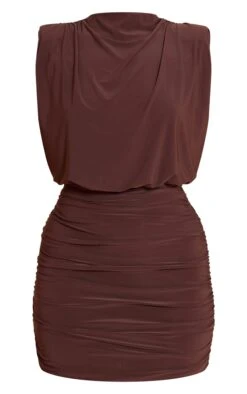 Prettylittlething Chocolate Double Layered Slinky Shoulder Padded Mini Dress -Pretty Little Thing Shop 703aac50b7a85486030b80f361269ab810886e7a CNN0483 5 chocolate double layered slinky shoulder padded mini dress
