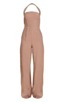 Prettylittlething Mushroom Woven Textured Halterneck Jumpsuit -Pretty Little Thing Shop 703bd2da868352533d94c7d1449c86970d8e3fe1 CNN5504 5 mushroom woven textured halterneck jumpsuit