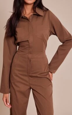 Prettylittlething Khaki Utility Long Sleeve Jumpsuit -Pretty Little Thing Shop 7049fd0de244e329fb9d46accf374beefa116ff7 CNO3075 4 khaki utility long sleeve jumpsuit