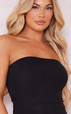 Prettylittlething Black Bandeau Romper -Pretty Little Thing Shop 7056da75721e59d836dacd522ba76f9bf94004dd CMZ7301 4 black bandeau playsuit