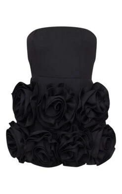 Prettylittlething Black Oversized Rose Detail Bandeau Skort Romper -Pretty Little Thing Shop 70668b42b0142be266dbd2b3c570e84b76151f9f cnk8171 5