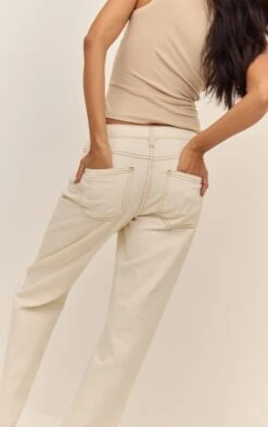 Prettylittlething Ecru High Waist Straight Leg Jeans -Pretty Little Thing Shop 710bb5fda1a4e97d1b074f2004ab5002011eb94f CNL8886 4 ecru high waist straight leg jeans