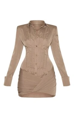 Prettylittlething Mushroom Structured Woven Wrap Shirt Dress -Pretty Little Thing Shop 714c9c48899292353f469712e00b953161eaa111 CNM5987 5 mushroom structured woven wrap shirt dress