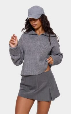 Prettylittlething Charcoal Grey Marl Chunky Knit Half Zip Sweater -Pretty Little Thing Shop 717ccf5cb2b72cbe87246911ad932f8f810b2148 cne7525 4