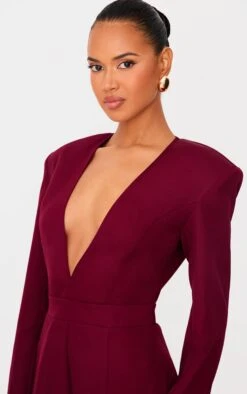 Prettylittlething Burgundy Woven Plunge Long Sleeve Straight Leg Jumpsuit 8 Prettylittlething Burgundy Woven Plunge Long Sleeve Straight Leg Jumpsuit -Pretty Little Thing Shop 71b0c6c2fef839d0f14e19bdeb96174456c38a8a cnl0488 4